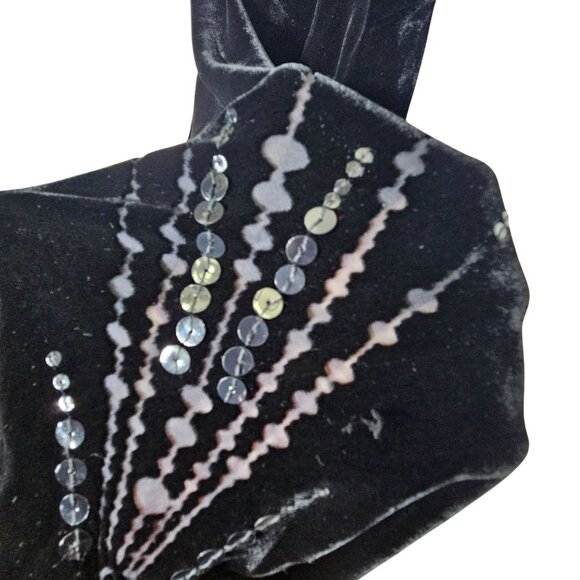 Vintage Y2K 90S Black Velvet Halter Dress Velvet Burnout Whimsigoth Fairygoth M - Picture 10 of 13